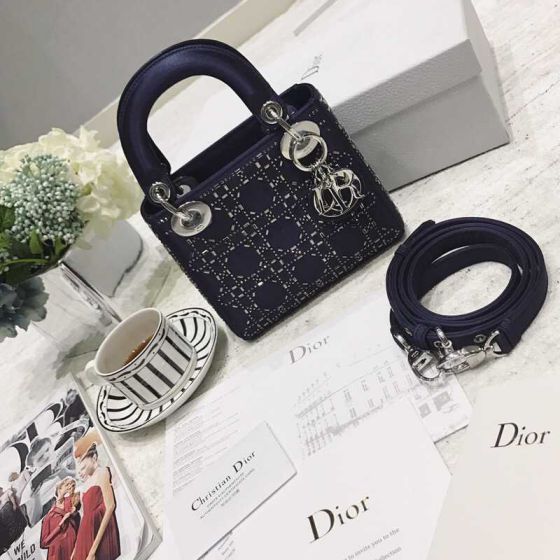 CD LADY MINI DIAMOND LADY BAGS NAVY BLUE