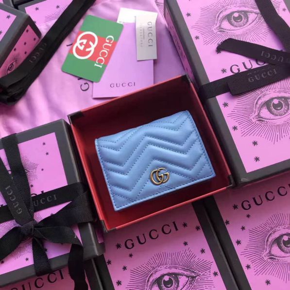 GG Marmont Epi Leather 443125 Blue Women Card Holder