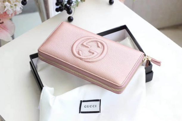 GG SOHO Logo Fringe Leather zip 308004 Apricot Women Wallets