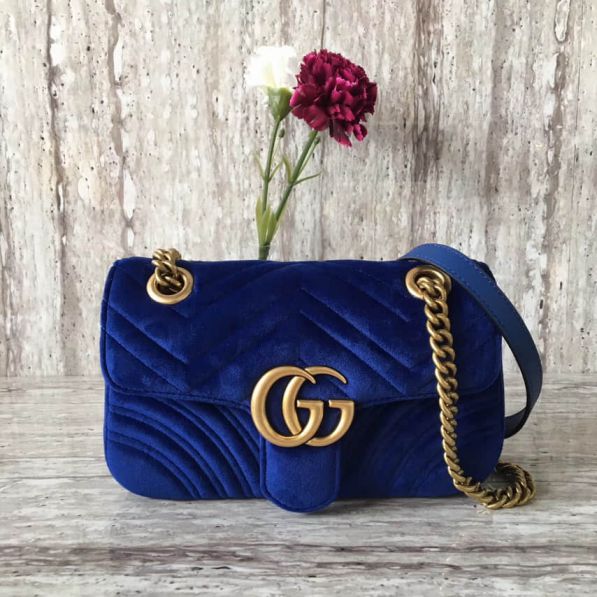 GG Marmont Epi Crossbody 446744 Blue Women Shoulder Bags