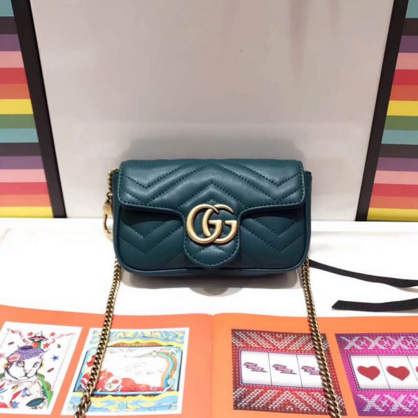 GG Super Mini Epi Leather mini Chain 476433Green Black Women Shoulder Bags