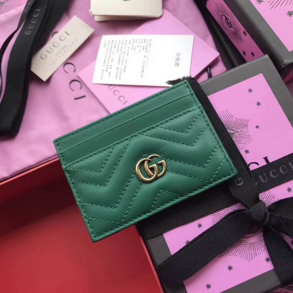 GG marmont 443127 Green Leather Women Card Holder