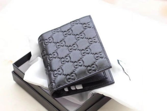 GG Leather 407416 Black Men Card Holder