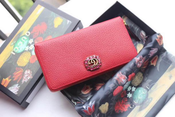 GG 2018SS Red GG Logo zip 499793 Women Wallets