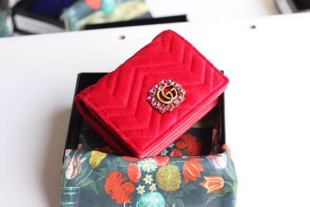 GG 2018SS Red Red GG 499783 Women Card Holder