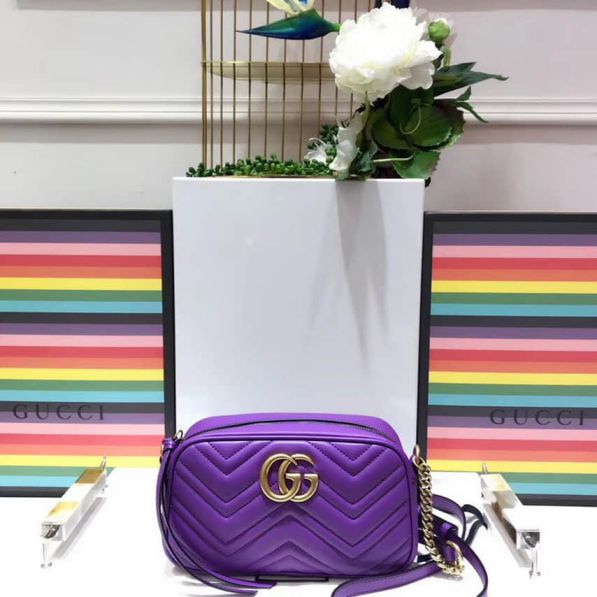 GG Marmont Small 447632 Purple Women Shoulder Bags