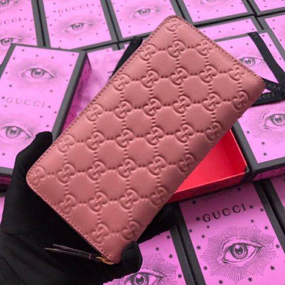 GG Leather 410102 Pink Leather Women Wallets