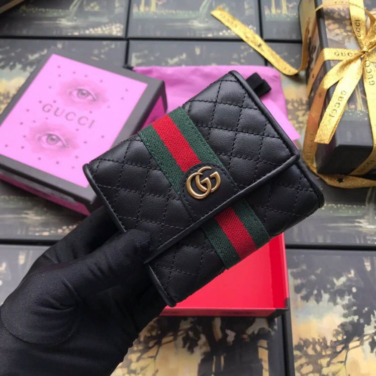 GG 536449 Black Leather Women Wallets