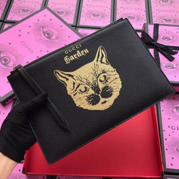 GG NEW Museum Limited Edition Cat Head 516928 Men Clutch Bags