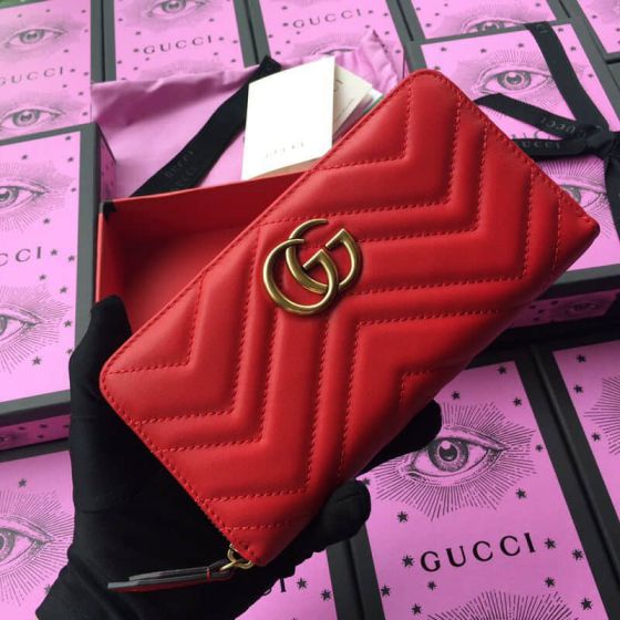 GG Vintage Gold zip 443123 Leather Women Wallets