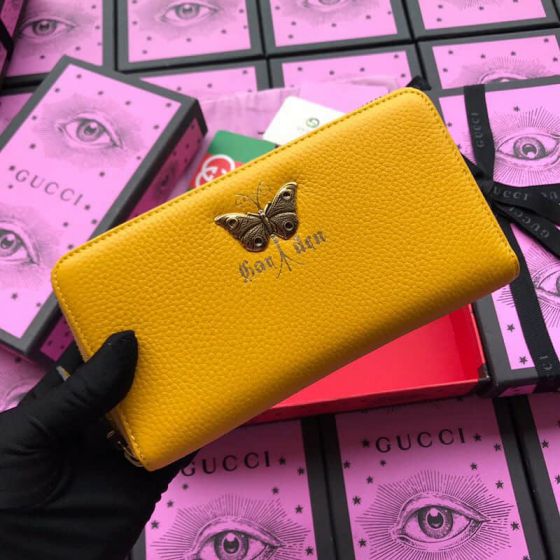 GG 2019SS NEW zip 516927 Butterfly Leather Women Wallets