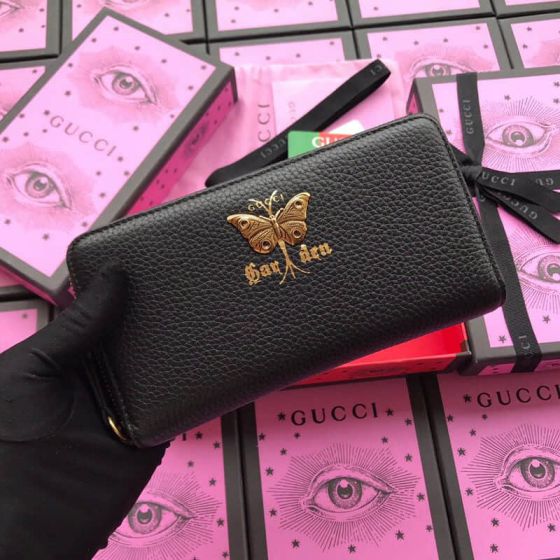 GG 2019SS NEW zip 516927 Butterfly Leather Women Wallets