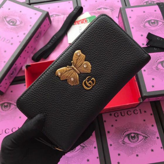 GG Leather Butterfly 499363 Leather Women Wallets