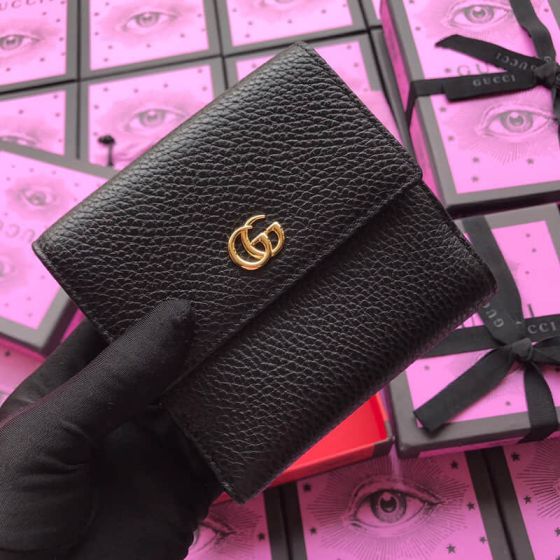 GG 456122 Black Leather Women Wallets