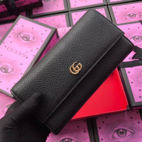 GG 456116 Black Leather Women Wallets