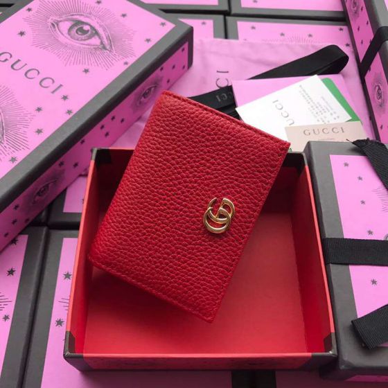 GG 456126 Red Leather Women Card Holder