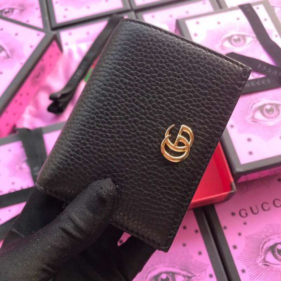 GG 456126 Black Leather Women Card Holder