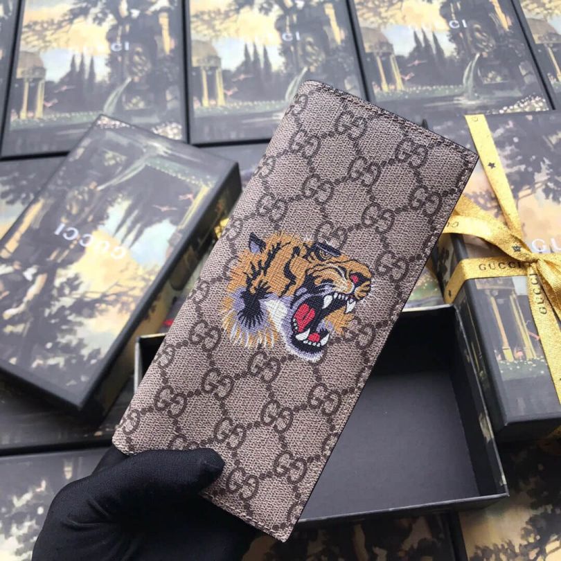 GG 459456 Tiger Canvas Long Men Wallets