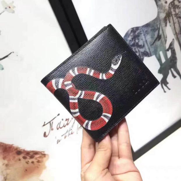 GG 2016 Leather Snake Bi-fold 451268 Men Wallets