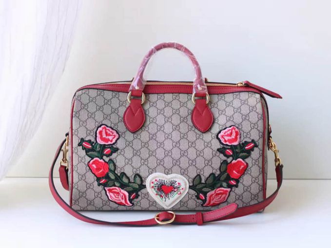 GG 409527 GG Canvas Embroidery Tote Classic Boston Women Clutch Bags