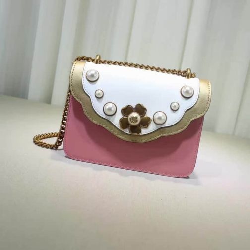 GG 2016 NEW 432282 White Pink GG Women Shoulder Bags