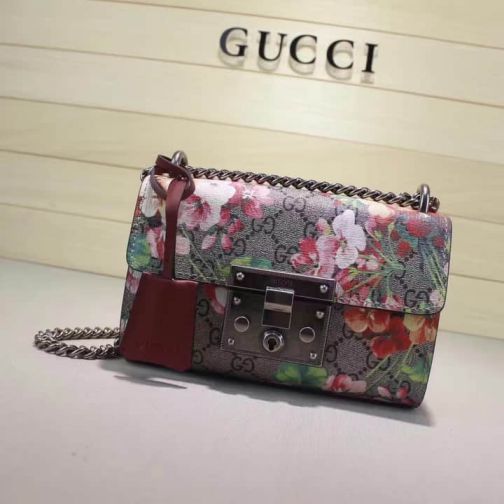 GG Padlock Canvas 409487 Small Rose Red Women Shoulder Bags