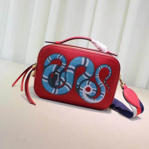 GG 453565 Red Snake Print 17SS Snake Tote Women Shoulder Bags