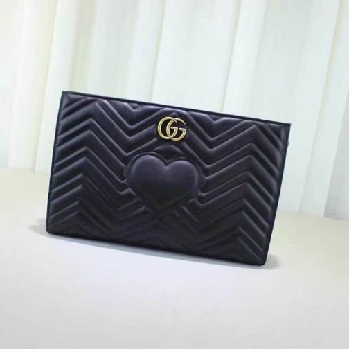 GG NEW Embossed 448450 Black Women Clutch Bags