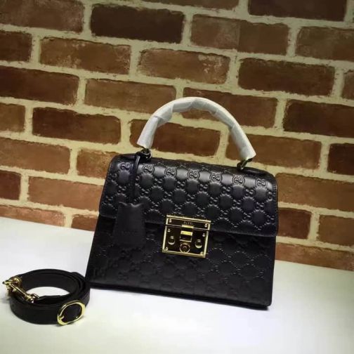 GG Padlock GG Supreme Tote Small 453188 Black Women Clutch Bags