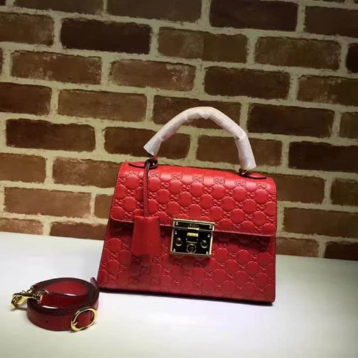 GG Padlock Tote Small 453188 Red Women Clutch Bags