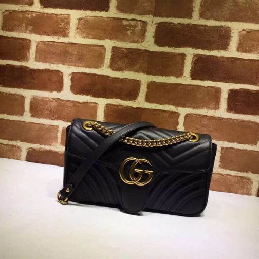 GG NEW GG Marmont matelasseGG 443497 Black Women Shoulder Bags