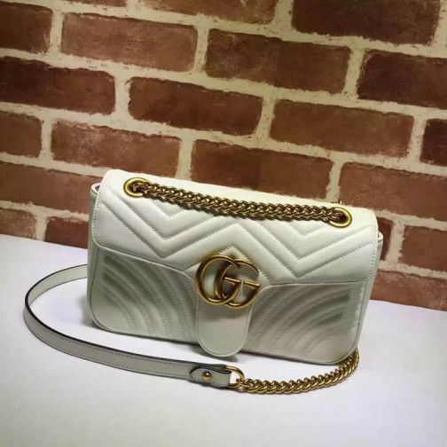 GG 26CM Marmont 443497 White Women Shoulder Bags