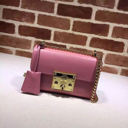 GG Chain Crossbody 409487 Pink Red Leather Women Shoulder Bags