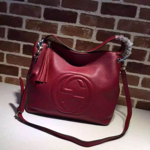 GG Tote zip 408825 Wine Red Women Shoulder Bags