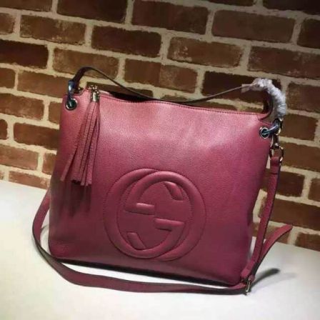 GG Leather 15FW soho Large 408825 Rose Red Women Shoulder Bags