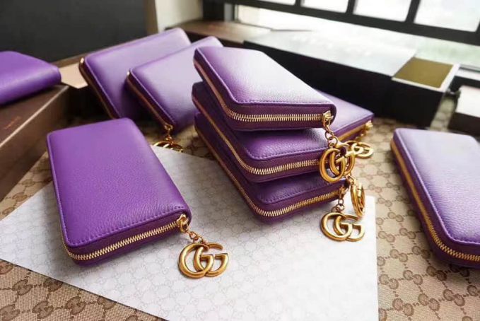 GG 400587 Leather zip GGloog Long Women Wallets