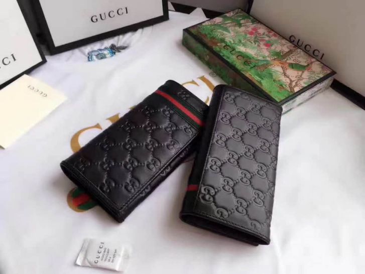 GG 212186 GG Embossed Red Bi-fold Long Men Wallets