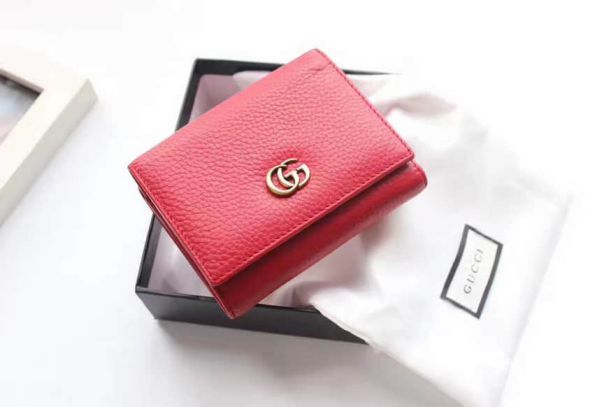 GG Marmont Red Leather Tri-fold Short 474746 Women Wallets