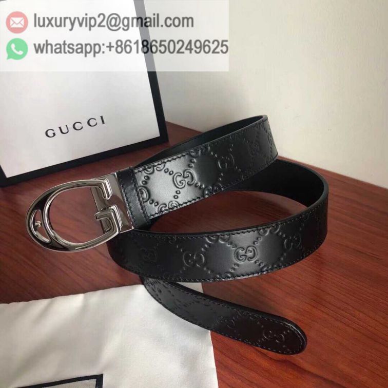 GG Embossing Leather Cutout 3.5cm Men Belts