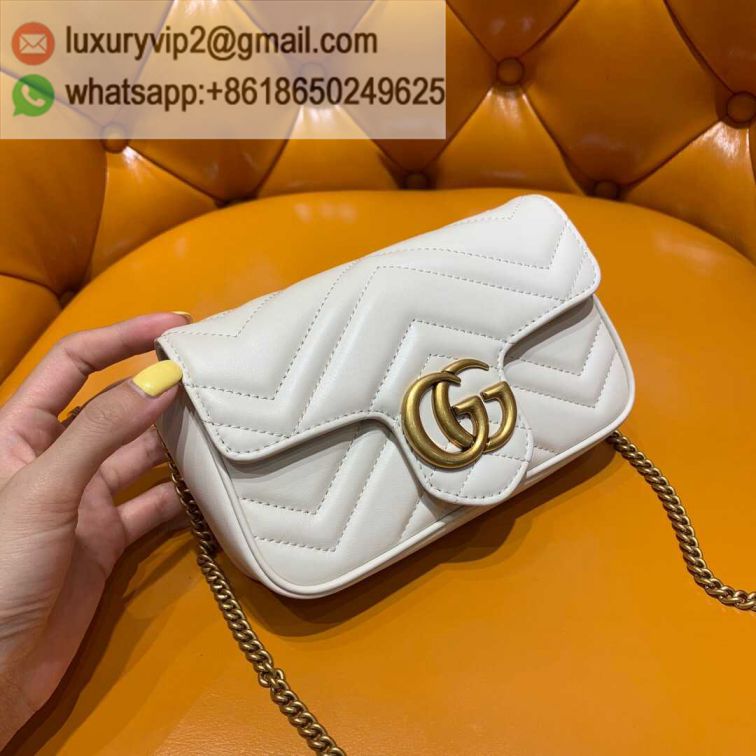 GG marmont supermini MINI CHAIN 476433 White Women Shoulder Bags