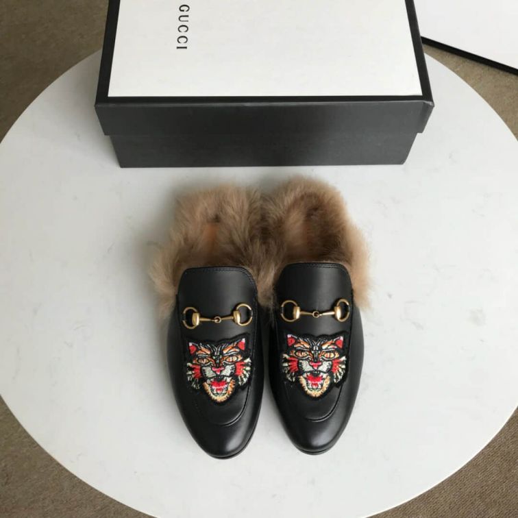 GG 2018 Women Leather Slippers