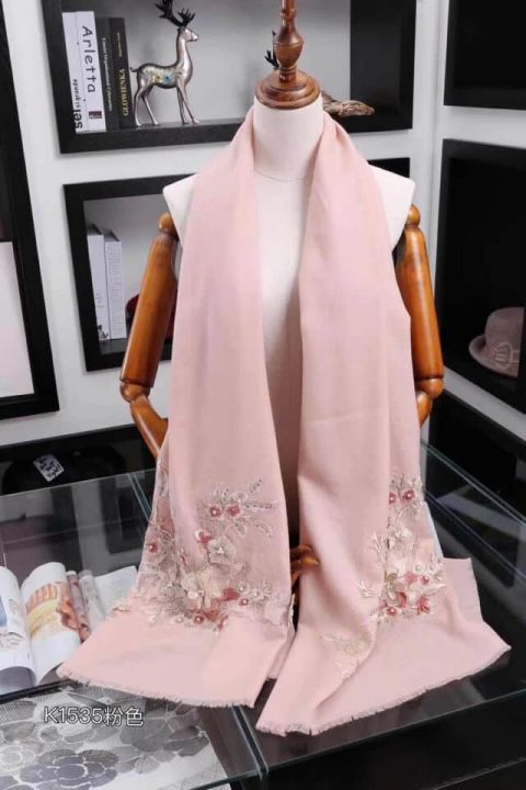 GG Embroidery Wool Cashmere Women Scarves