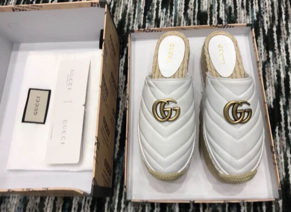 GG 19ss Classic GG logo Leather GG Women Slippers