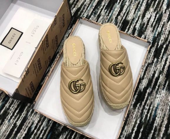 GG 19ss Classic GG logo Leather GG Women Slippers