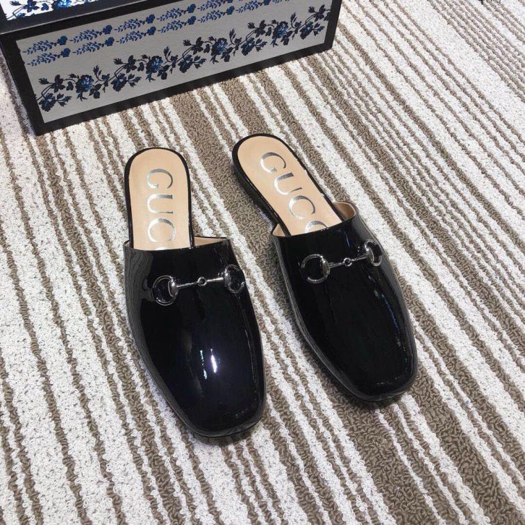 GG 2019SS Leather Patent Women Leather Slippers