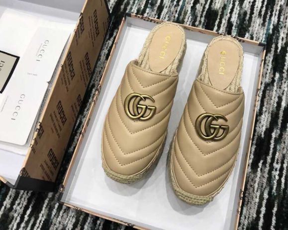 GG 19ss Classic GG logo Leather GG Women Slippers