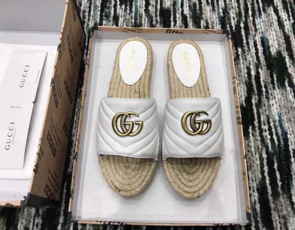 GG 19ss Classic GG logo Leather GG Women Slippers