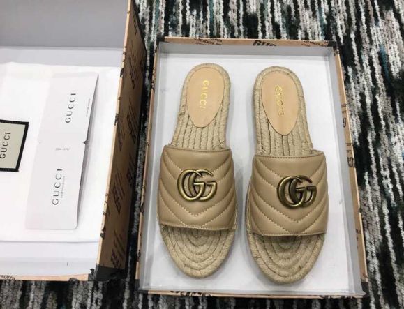 GG 19ss Classic GG logo Leather GG Women Slippers