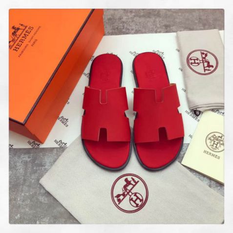 Hermes Classic Leather H Men Slippers