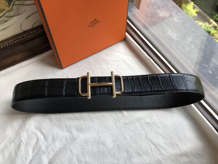 Hermes Leather Crocodile Men Belts